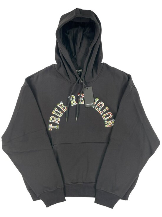 True Religion Other - True Religion Jet Black Arch Logo Studs Boxy Hoodie Men's Size 2XL MSRP $124 NEW